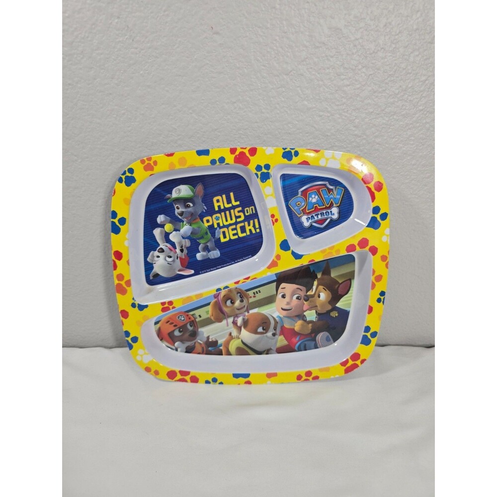 Zak! Designs Paw Patrol Yellow Divided plate Kids Melamine Rubble Syke Chase